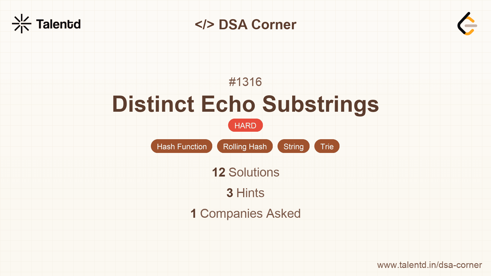 Problem visualization for Distinct Echo Substrings