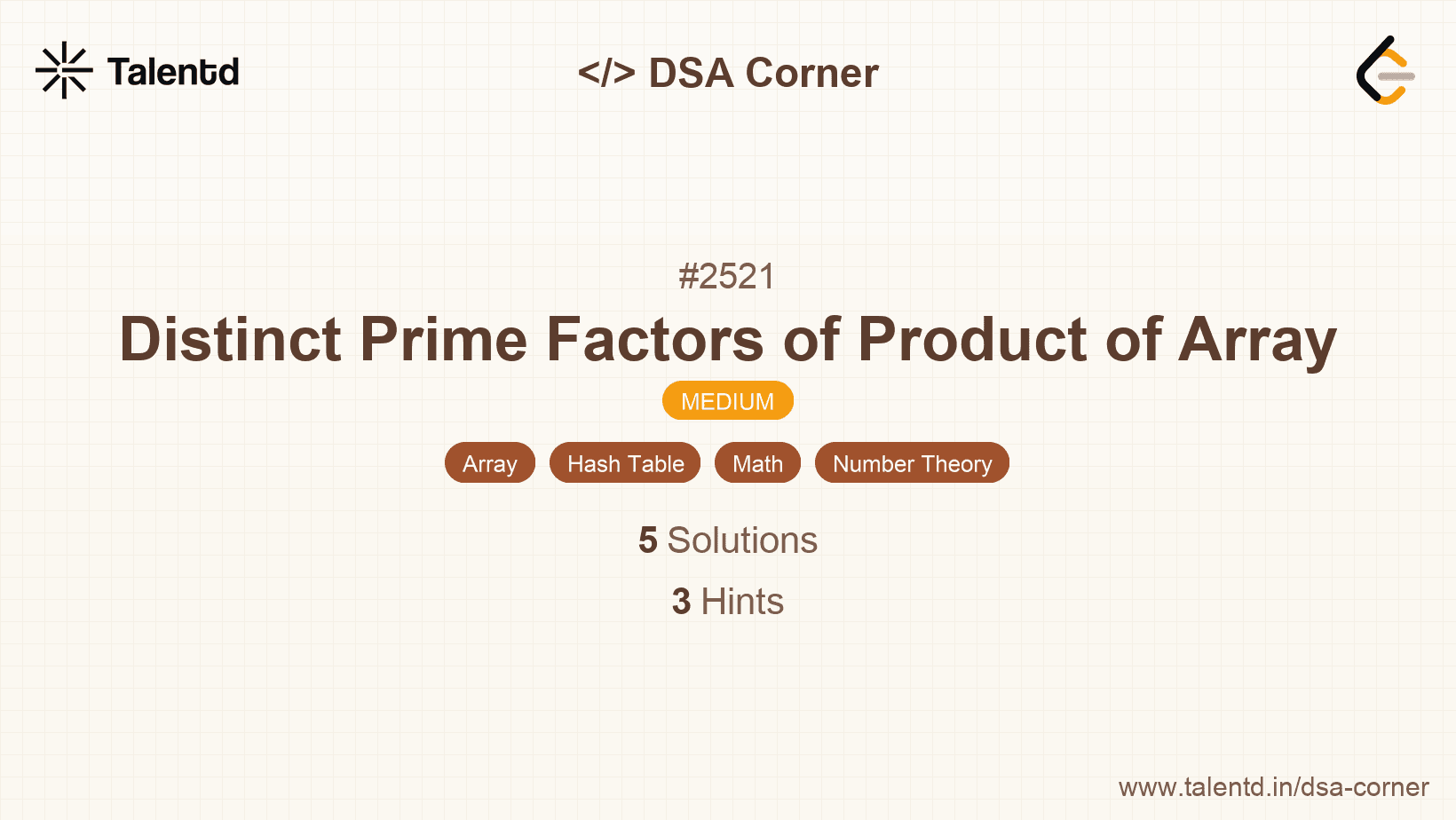 Problem visualization for Distinct Prime Factors of Product of Array