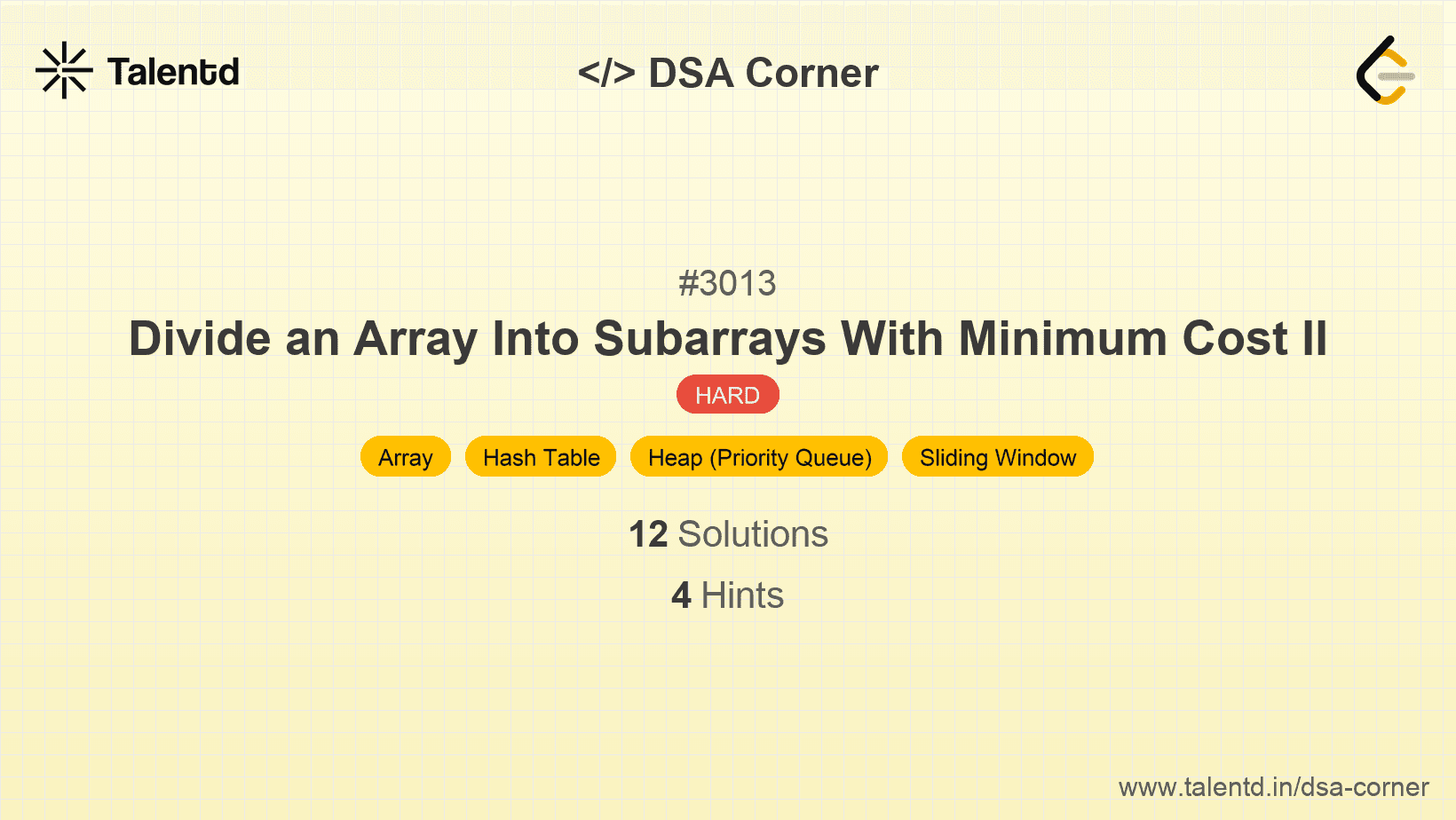 Problem visualization for Divide an Array Into Subarrays With Minimum Cost II