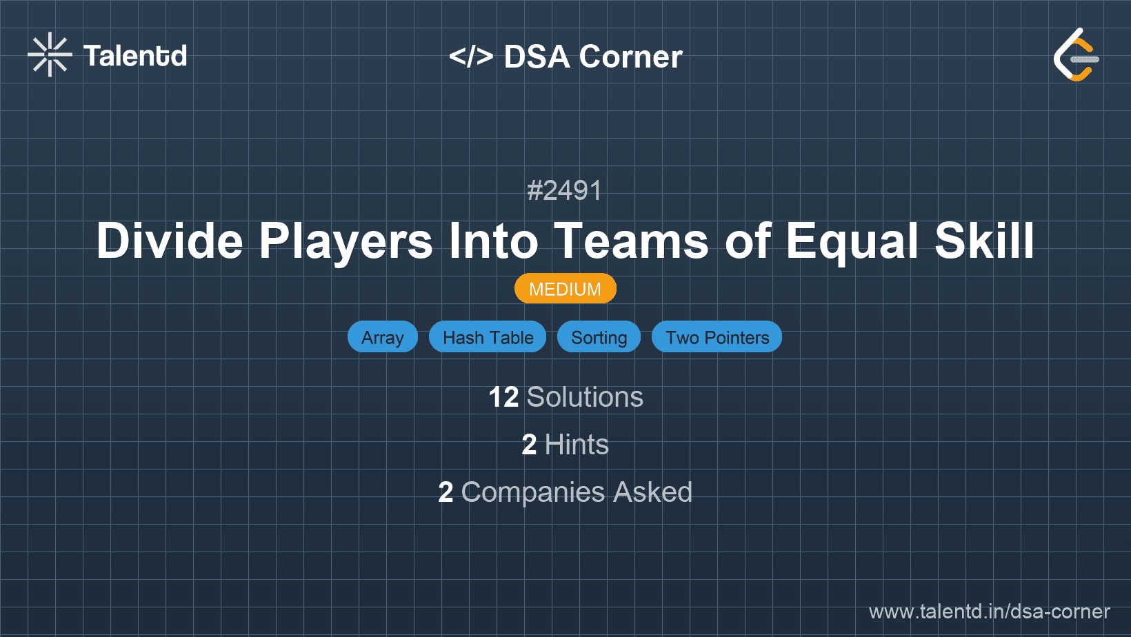 Problem visualization for Divide Players Into Teams of Equal Skill