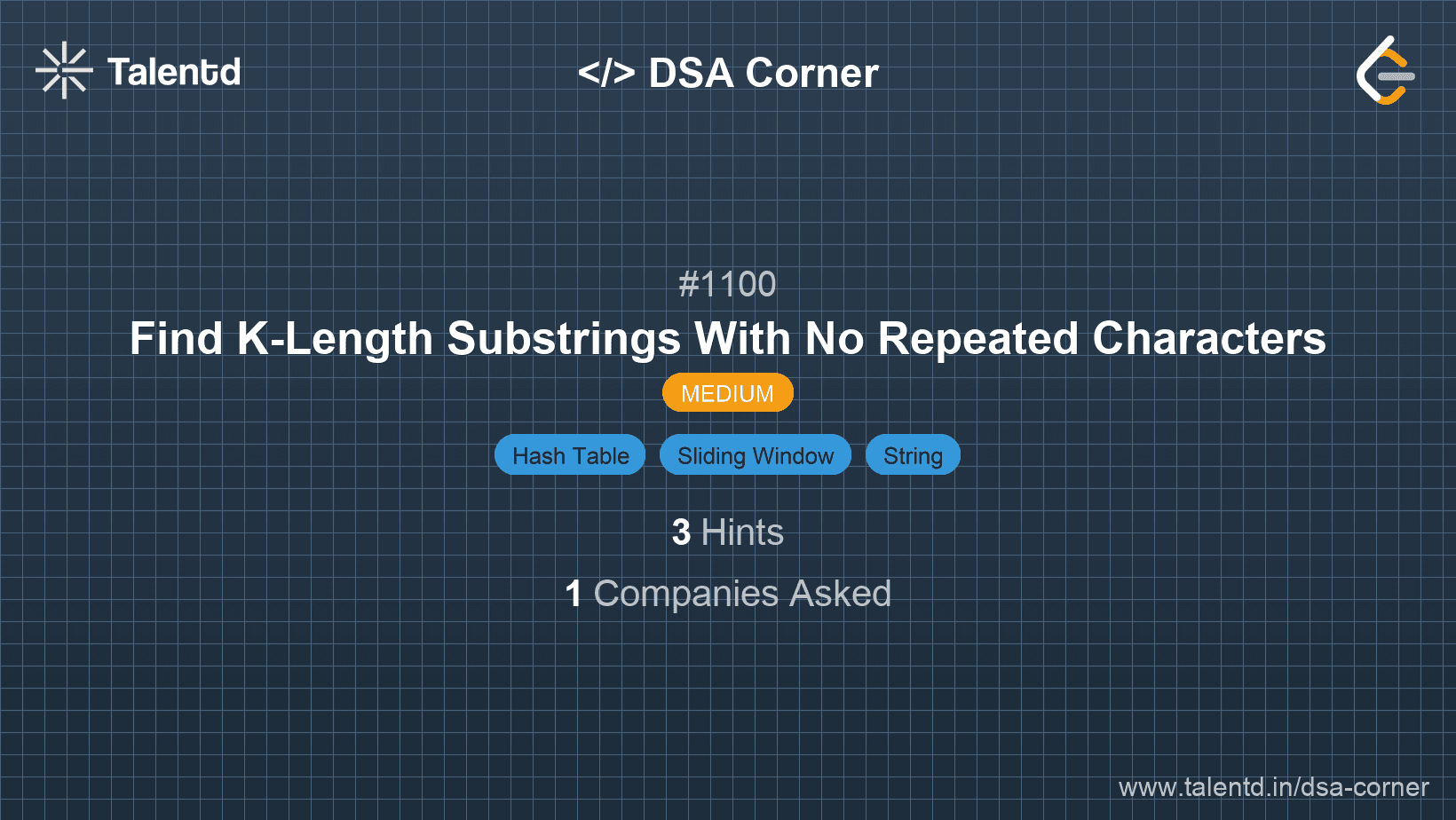 Problem visualization for Find K-Length Substrings With No Repeated Characters
