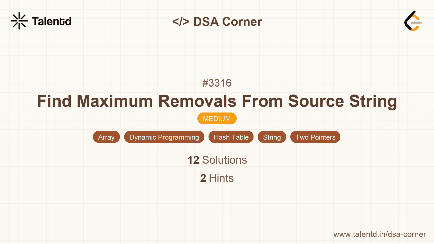 Problem visualization for Find Maximum Removals From Source String