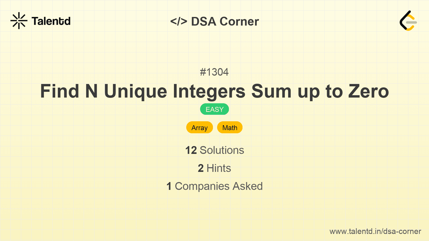 Problem visualization for Find N Unique Integers Sum up to Zero