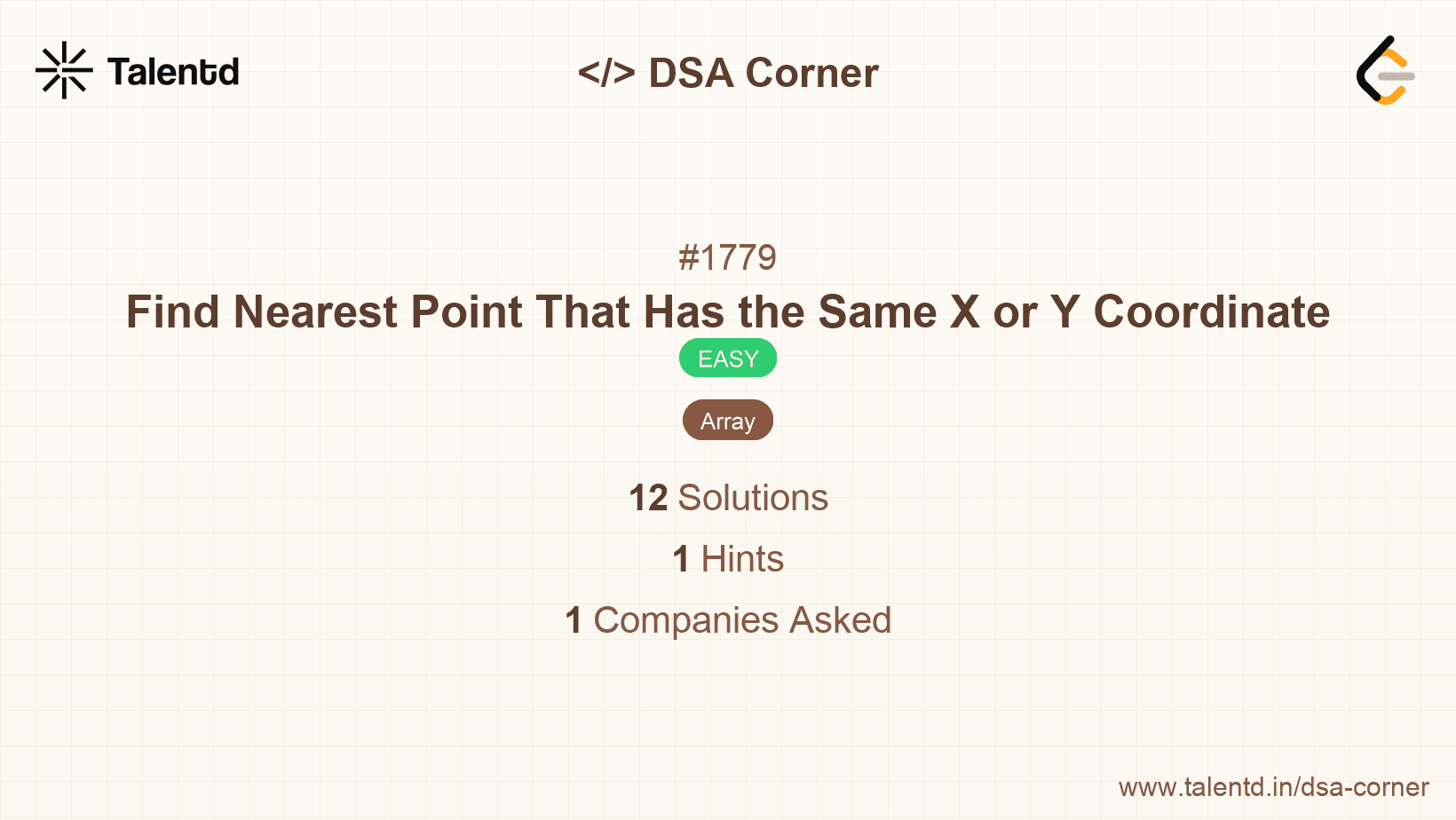 Problem visualization for Find Nearest Point That Has the Same X or Y Coordinate
