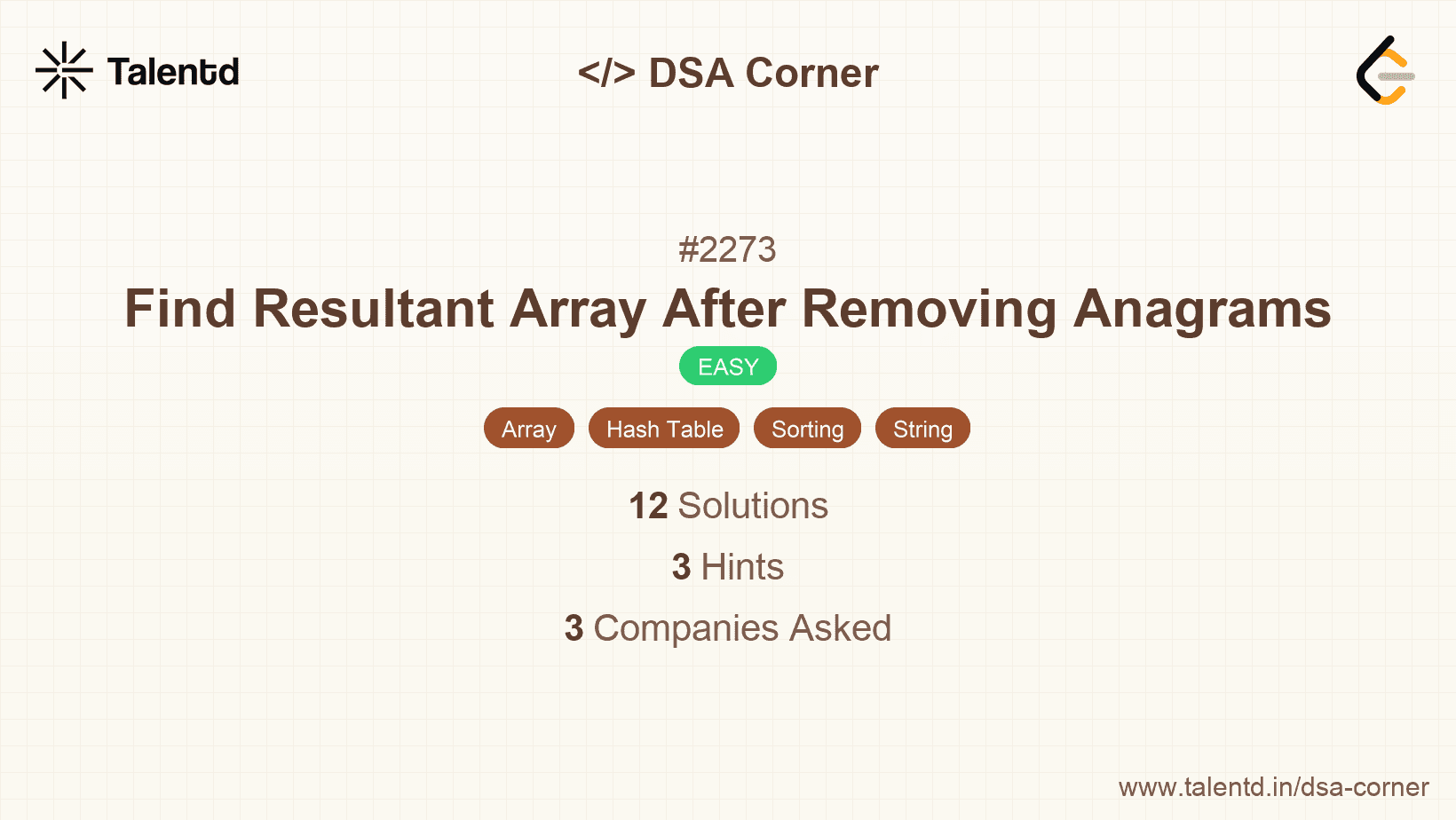 Problem visualization for Find Resultant Array After Removing Anagrams