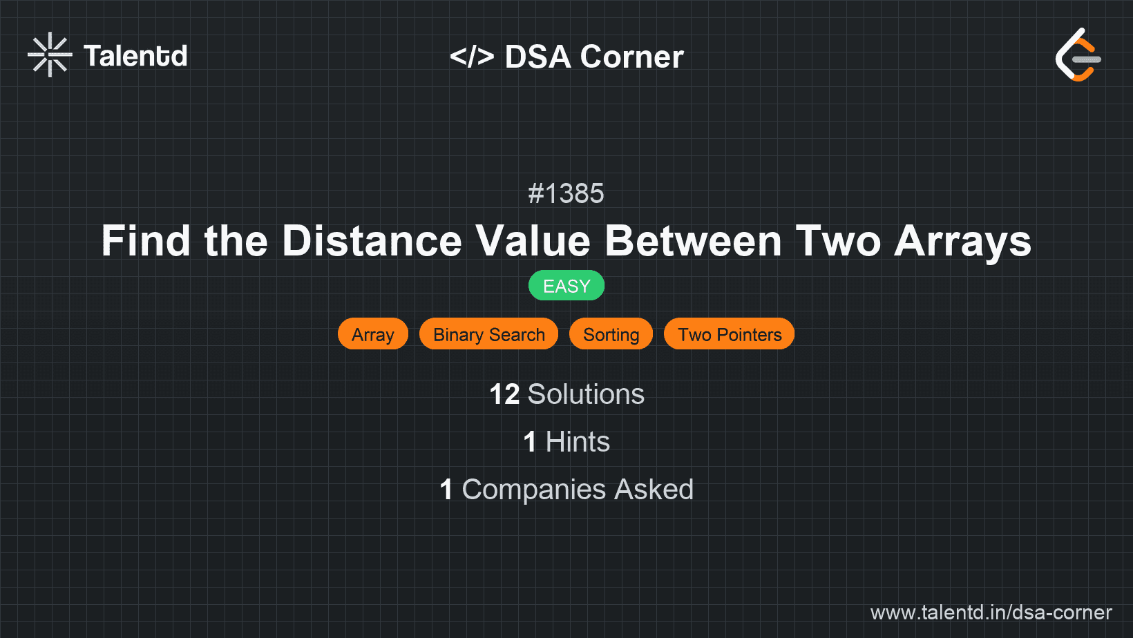 Problem visualization for Find the Distance Value Between Two Arrays