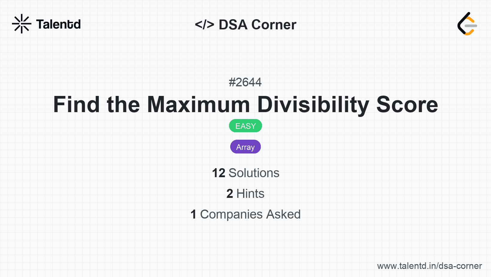 Problem visualization for Find the Maximum Divisibility Score