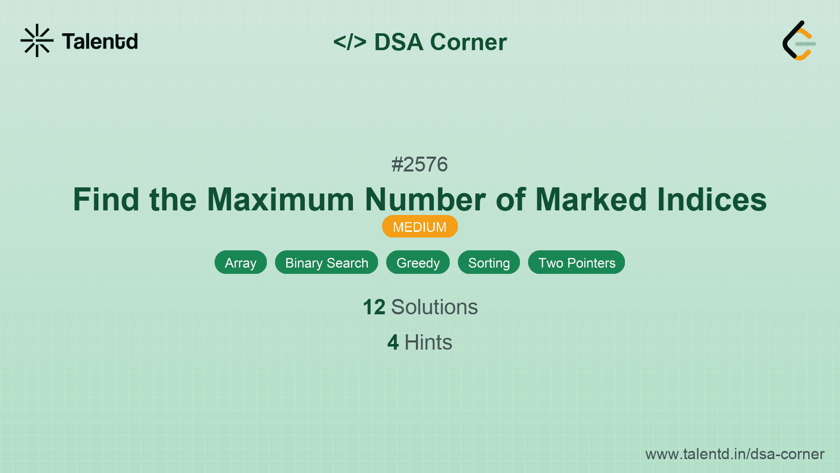 Problem visualization for Find the Maximum Number of Marked Indices
