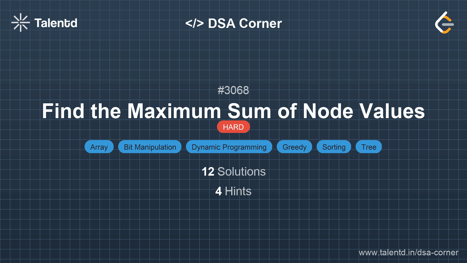 Problem visualization for Find the Maximum Sum of Node Values
