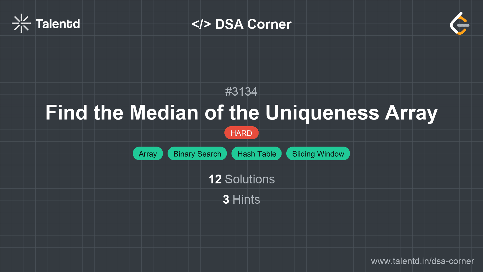 Problem visualization for Find the Median of the Uniqueness Array
