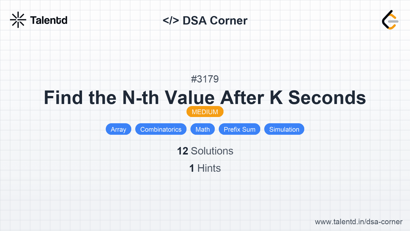 Problem visualization for Find the N-th Value After K Seconds