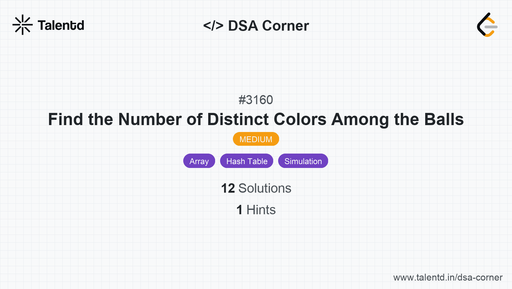 Problem visualization for Find the Number of Distinct Colors Among the Balls