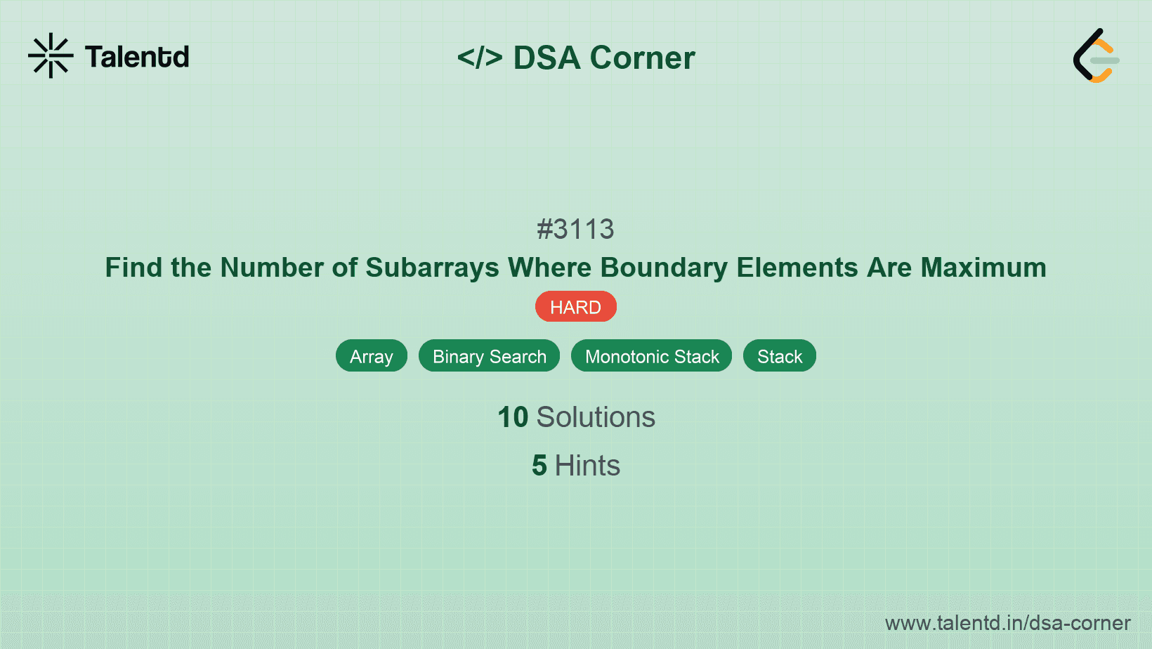 Problem visualization for Find the Number of Subarrays Where Boundary Elements Are Maximum