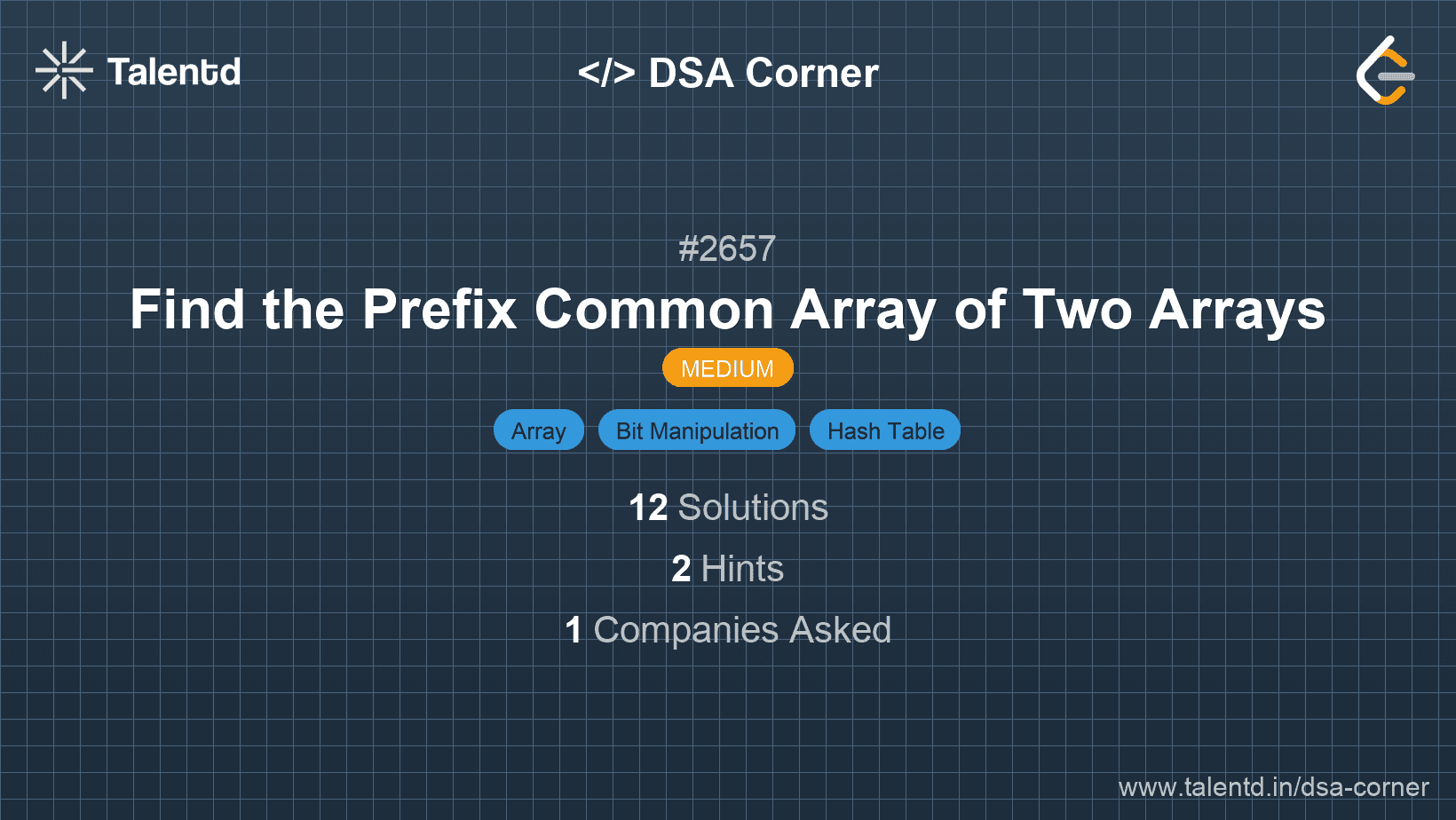 Problem visualization for Find the Prefix Common Array of Two Arrays