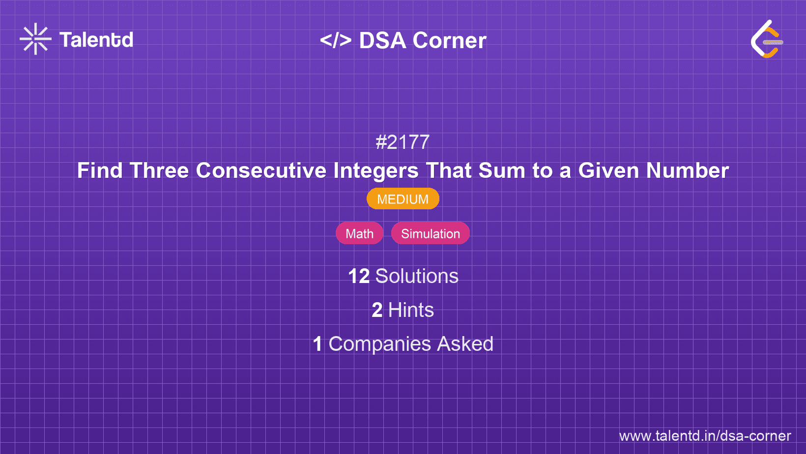 Problem visualization for Find Three Consecutive Integers That Sum to a Given Number
