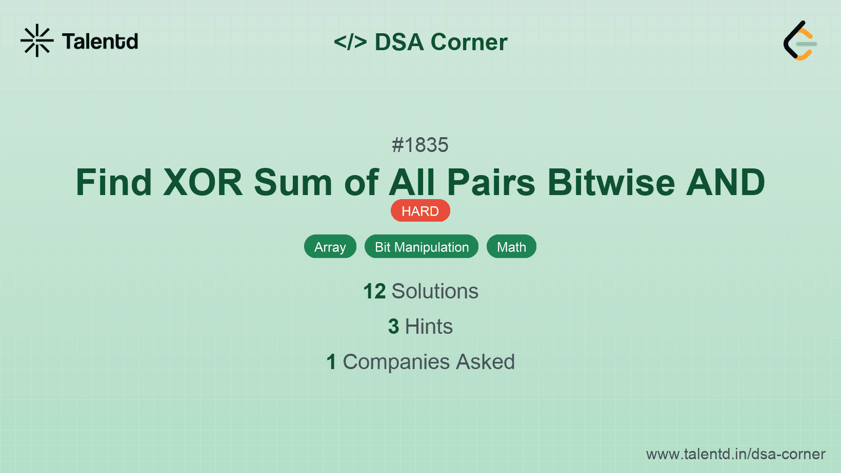 Problem visualization for Find XOR Sum of All Pairs Bitwise AND