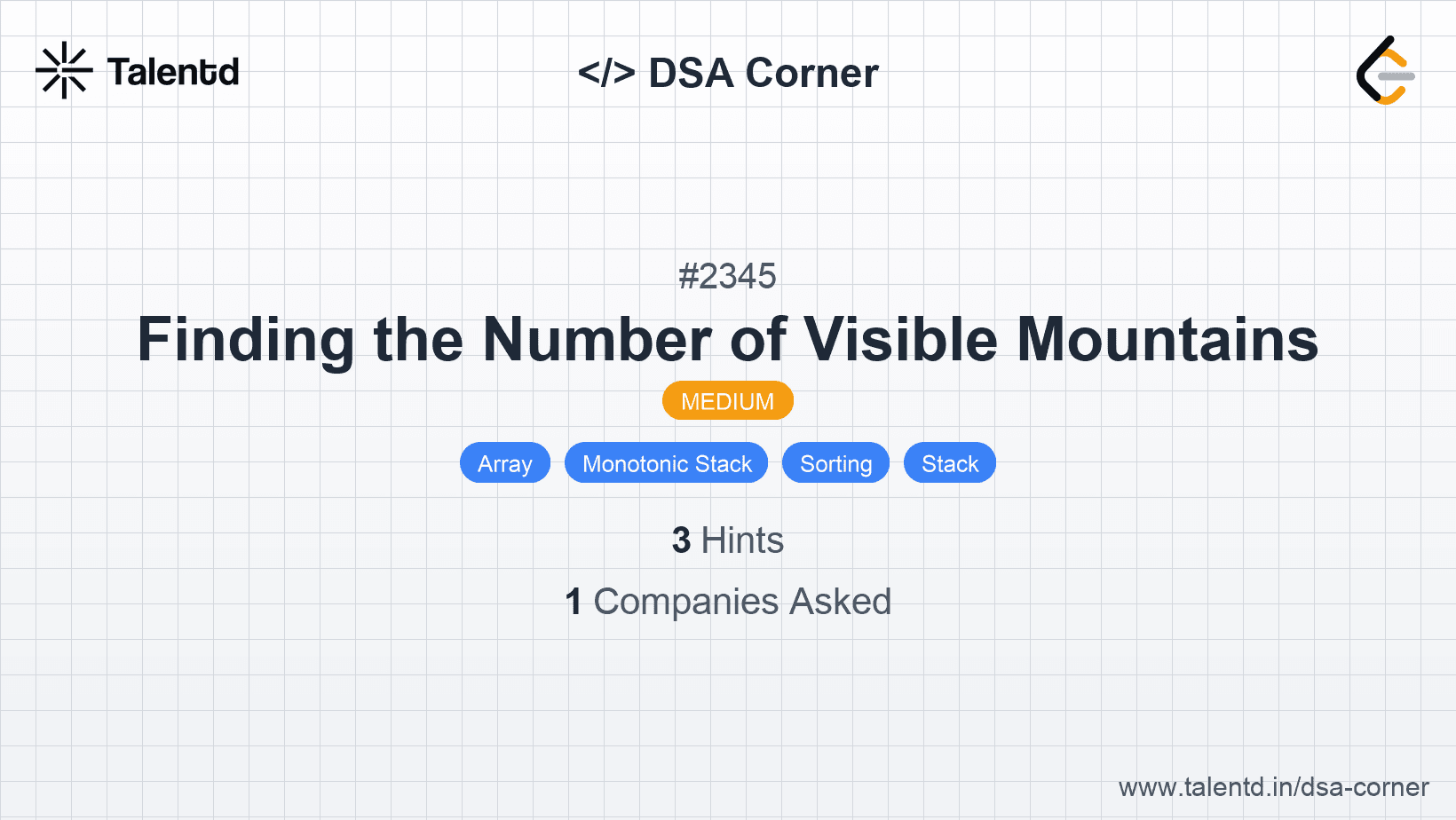 Problem visualization for Finding the Number of Visible Mountains