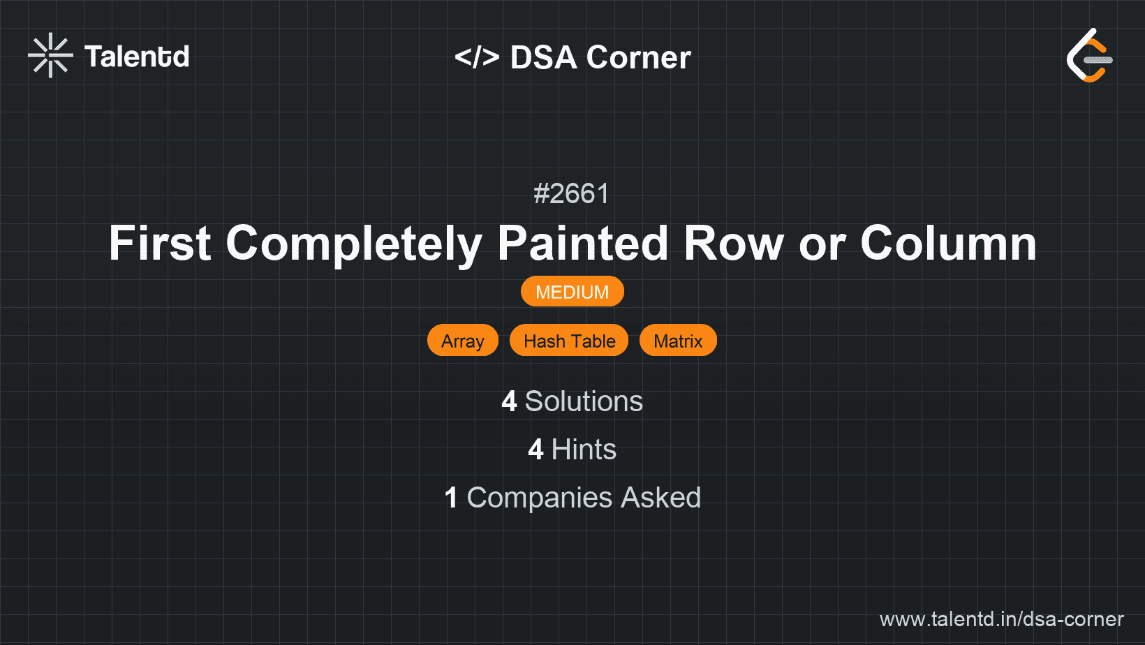 Problem visualization for First Completely Painted Row or Column