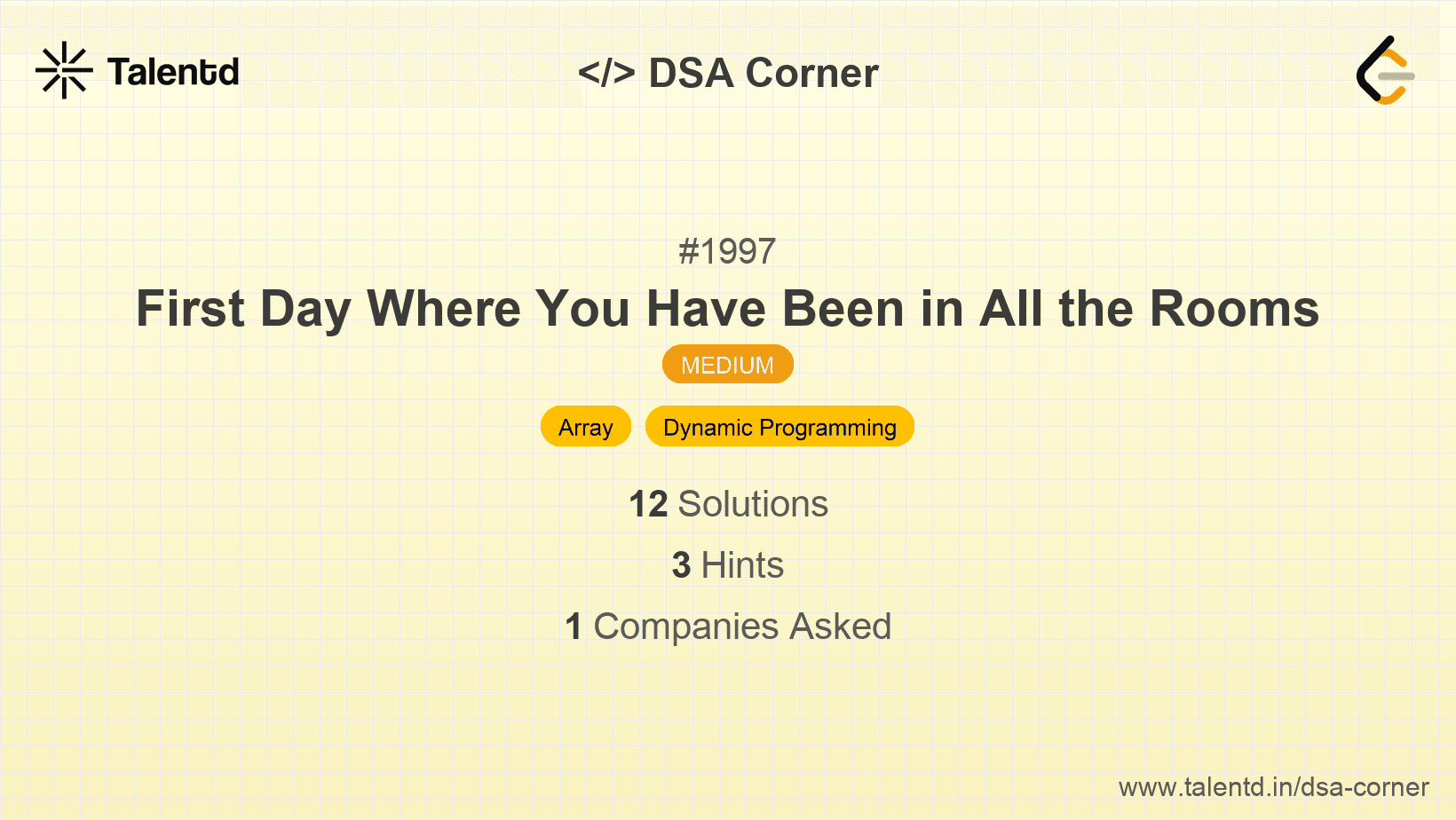 Problem visualization for First Day Where You Have Been in All the Rooms
