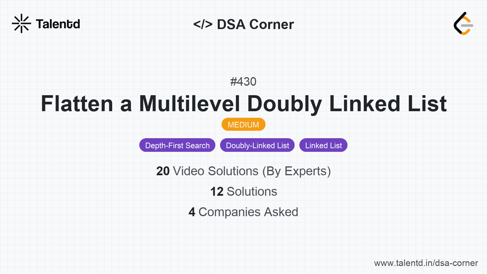 Problem visualization for Flatten a Multilevel Doubly Linked List