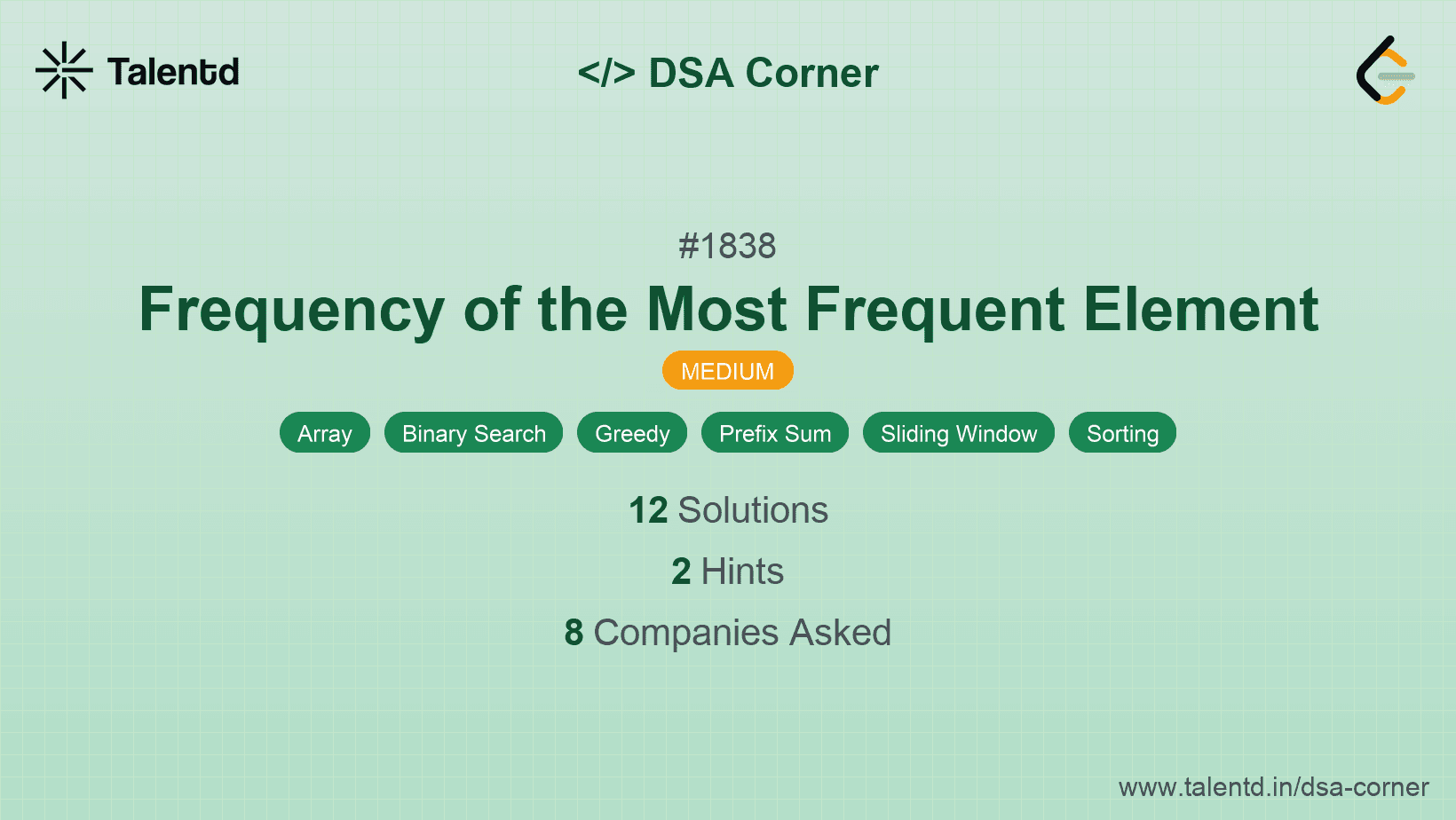 Problem visualization for Frequency of the Most Frequent Element