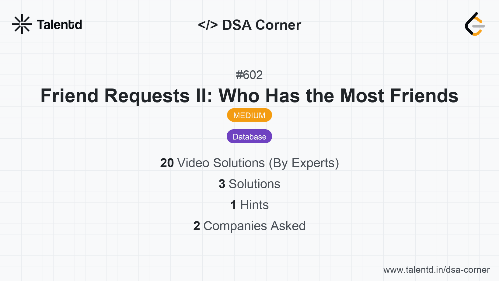 Problem visualization for Friend Requests II: Who Has the Most Friends
