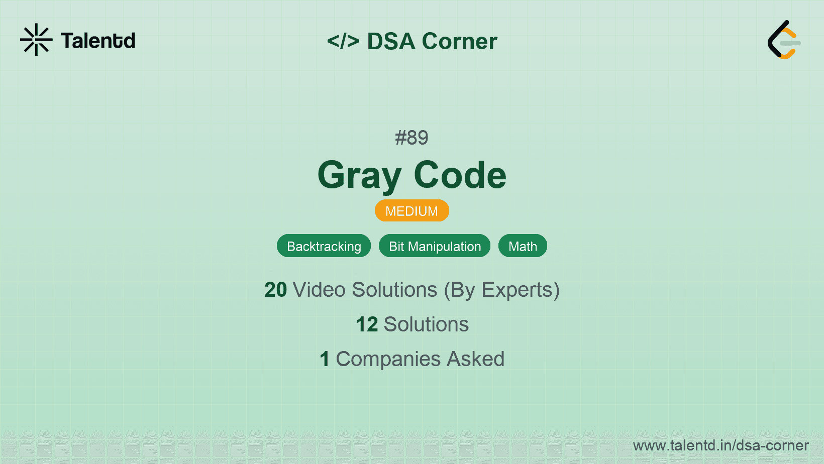 Problem visualization for Gray Code