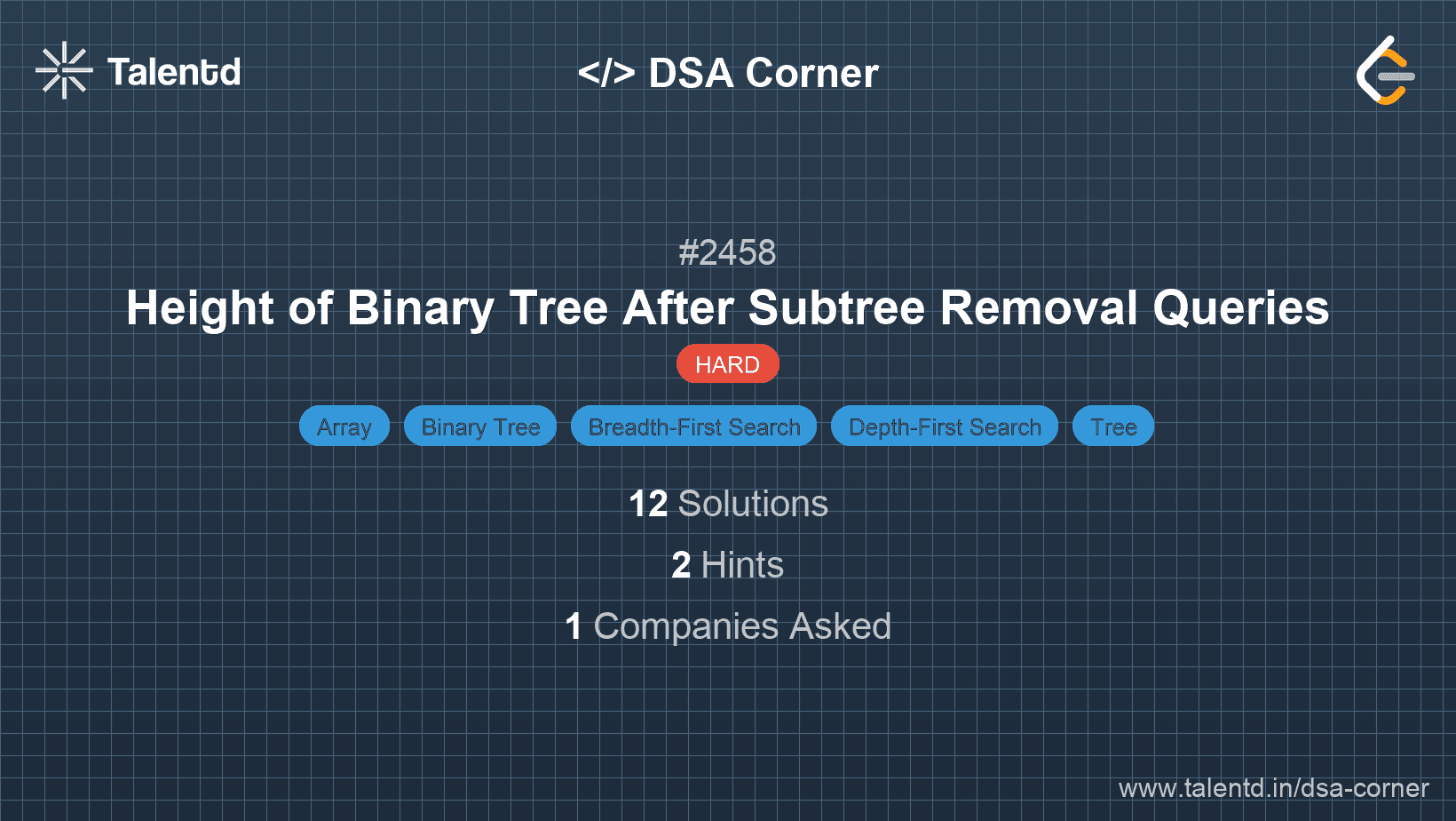 Problem visualization for Height of Binary Tree After Subtree Removal Queries