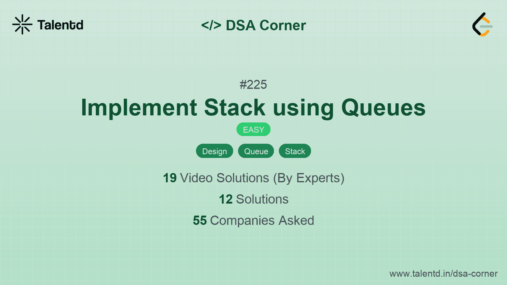 Problem visualization for Implement Stack using Queues