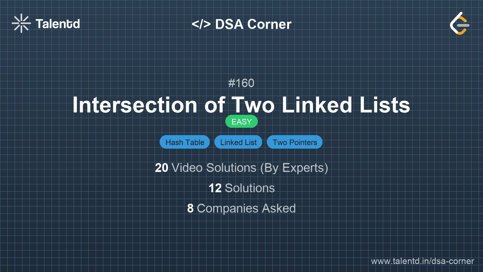 Problem visualization for Intersection of Two Linked Lists