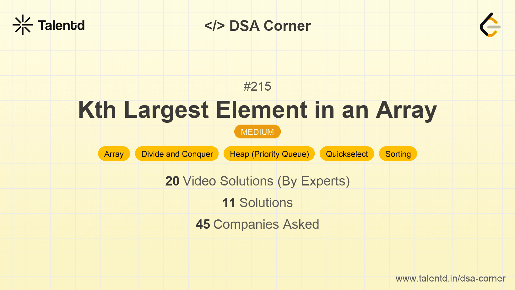 Problem visualization for Kth Largest Element in an Array
