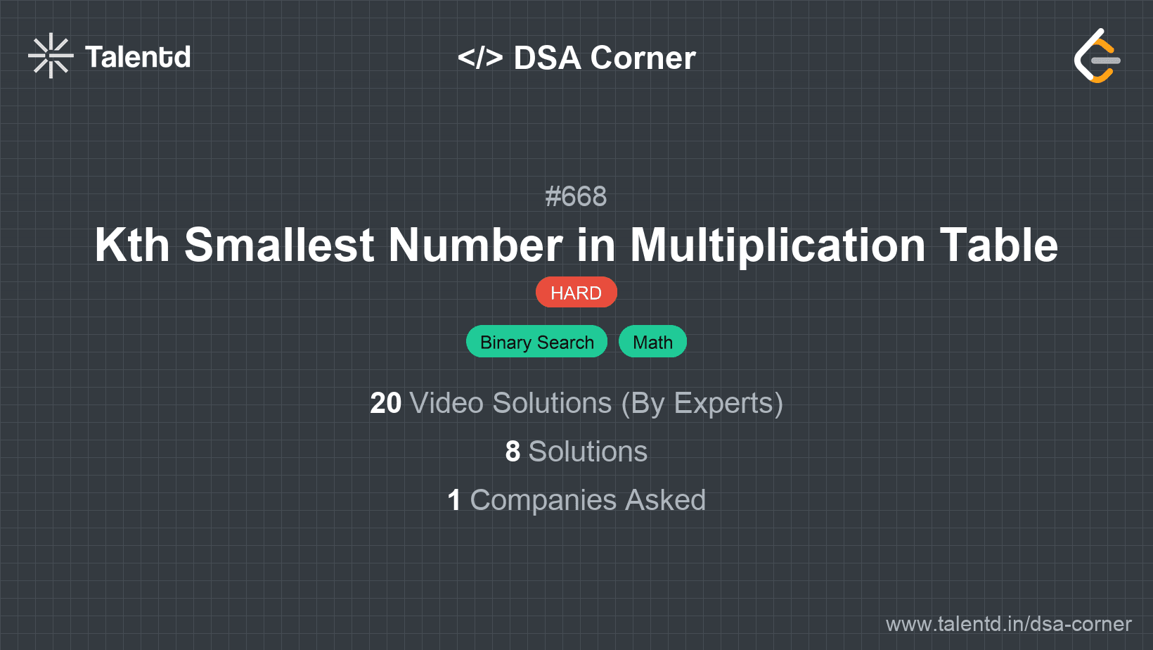 Problem visualization for Kth Smallest Number in Multiplication Table