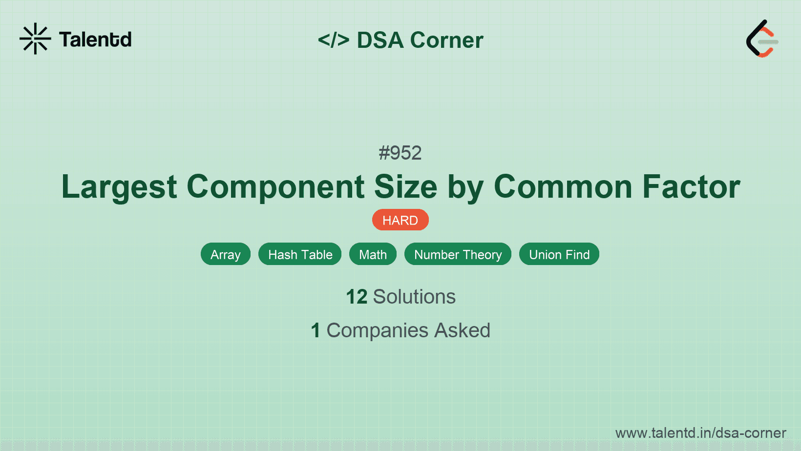 Problem visualization for Largest Component Size by Common Factor