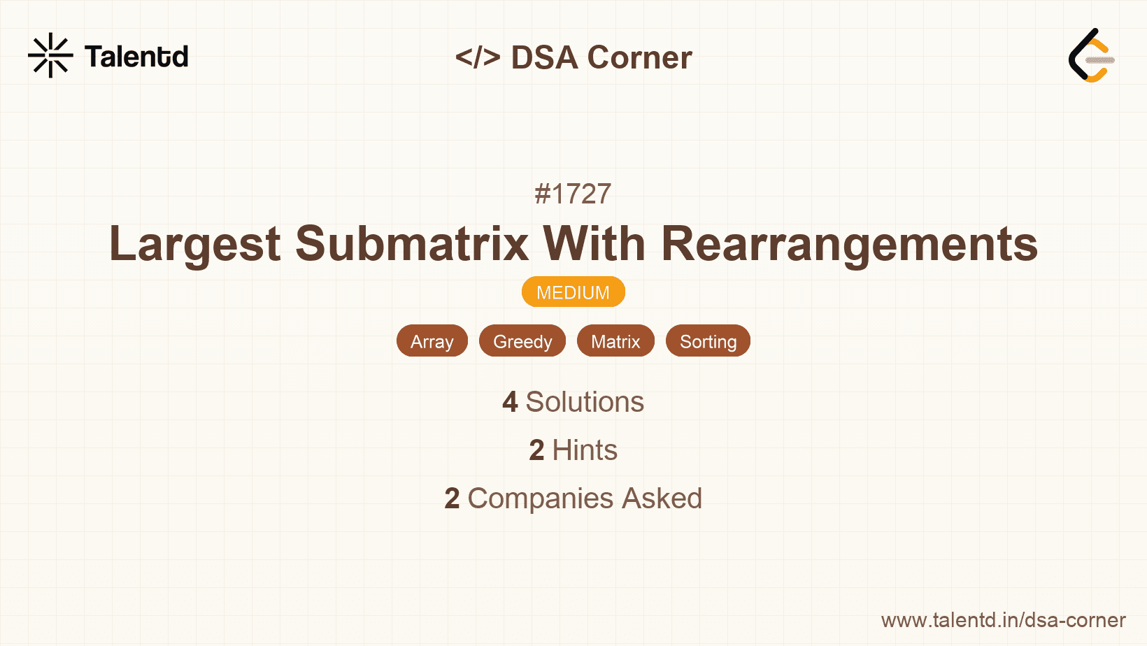 Problem visualization for Largest Submatrix With Rearrangements