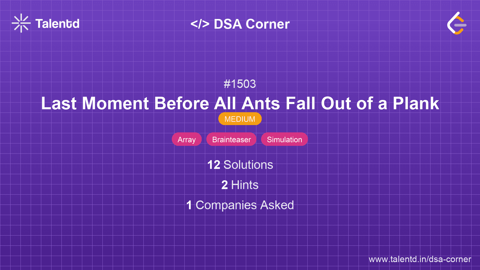 Problem visualization for Last Moment Before All Ants Fall Out of a Plank