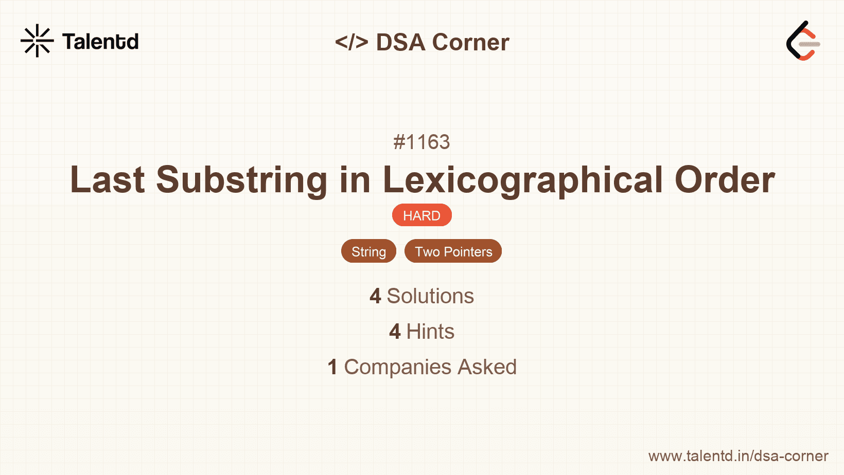 Problem visualization for Last Substring in Lexicographical Order