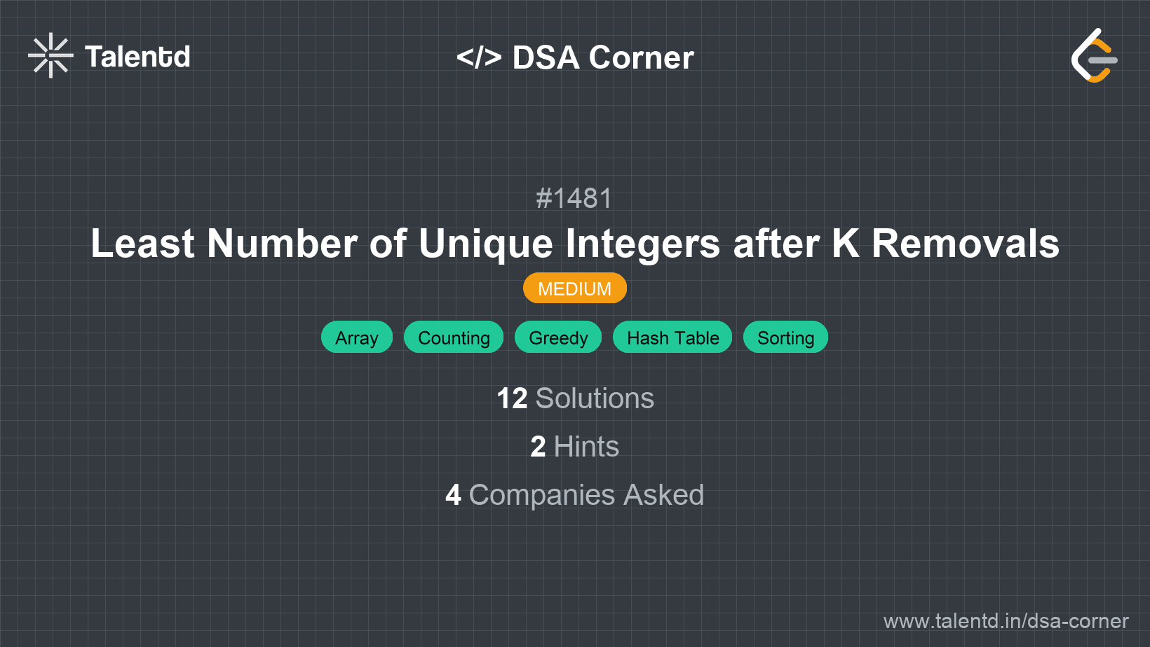 Problem visualization for Least Number of Unique Integers after K Removals