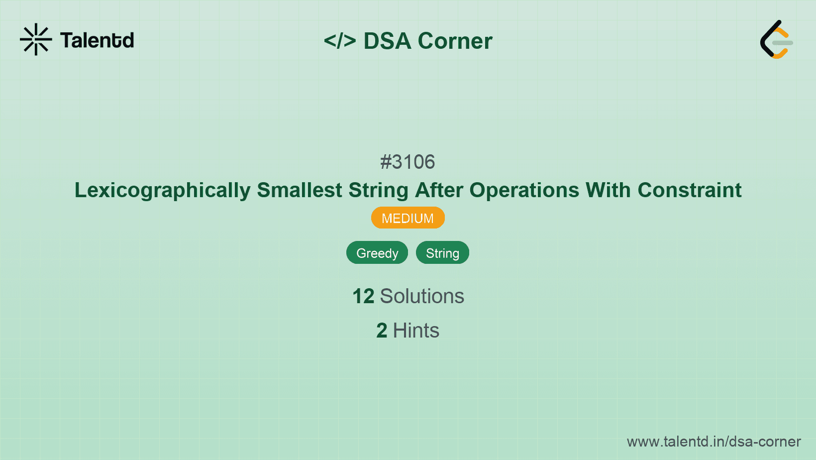 Problem visualization for Lexicographically Smallest String After Operations With Constraint
