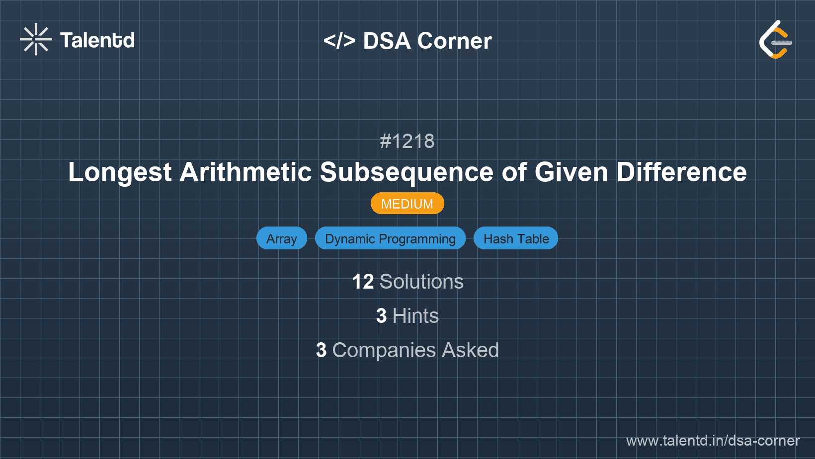 Problem visualization for Longest Arithmetic Subsequence of Given Difference