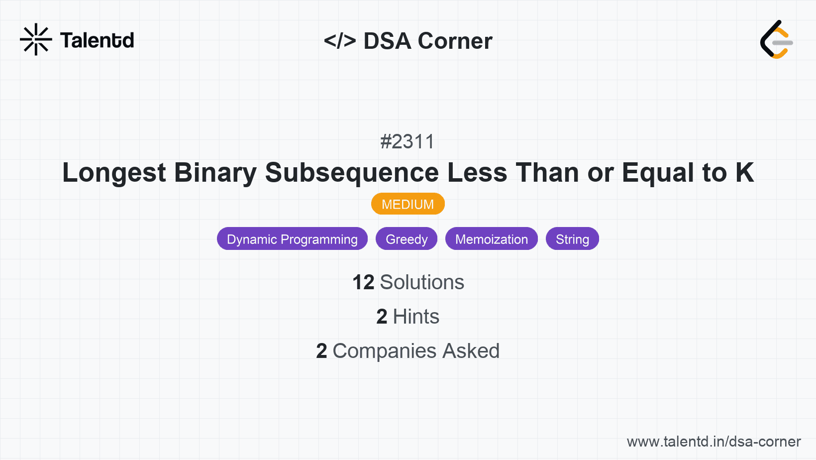 Problem visualization for Longest Binary Subsequence Less Than or Equal to K