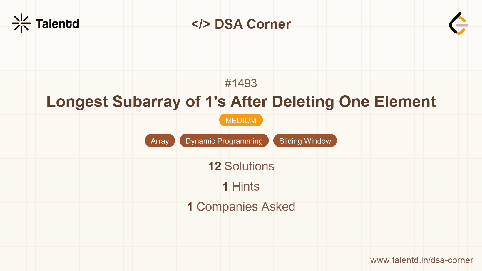 Problem visualization for Longest Subarray of 1's After Deleting One Element