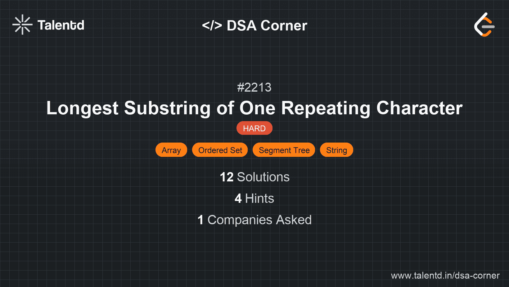 Problem visualization for Longest Substring of One Repeating Character