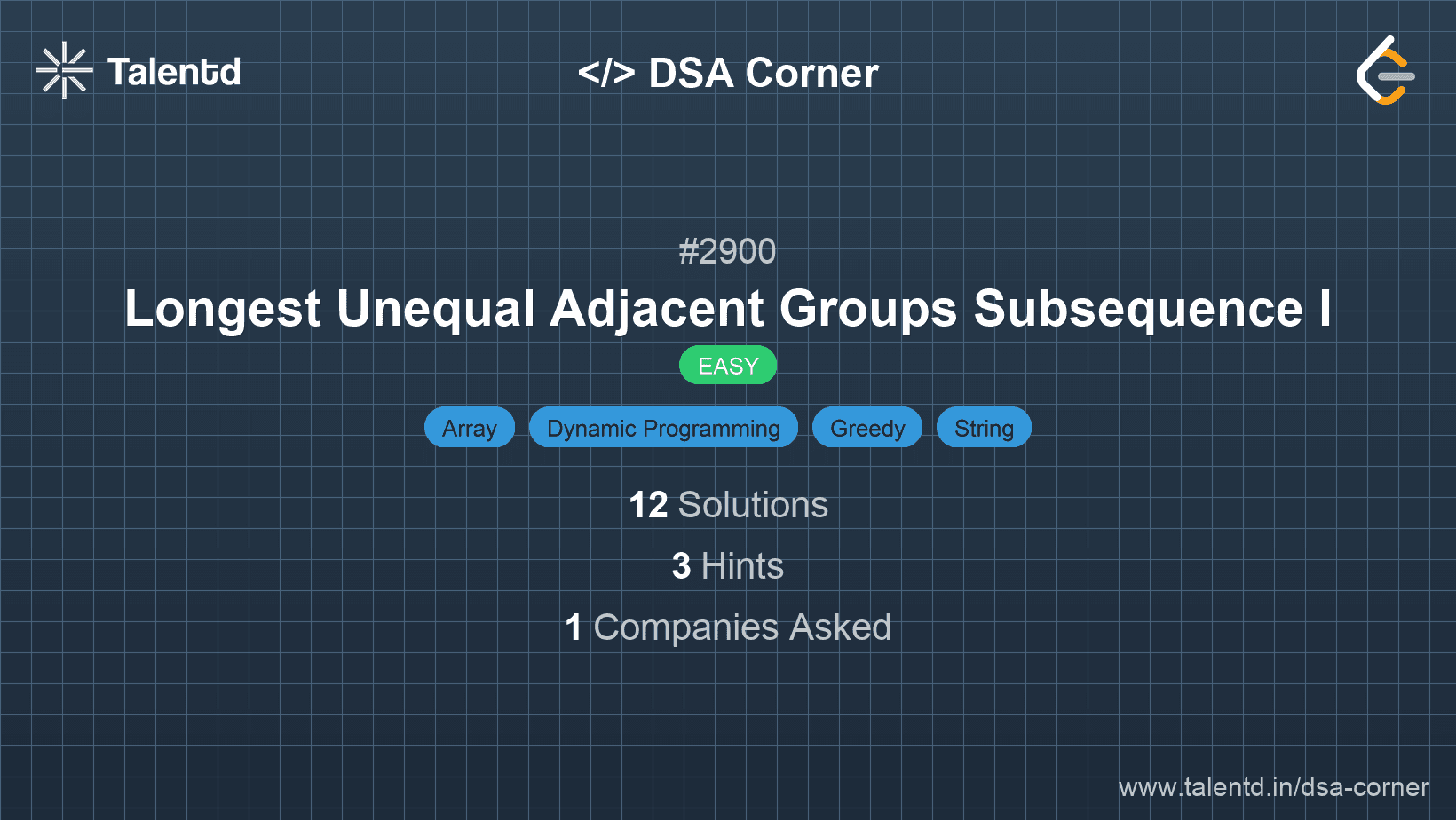 Problem visualization for Longest Unequal Adjacent Groups Subsequence I