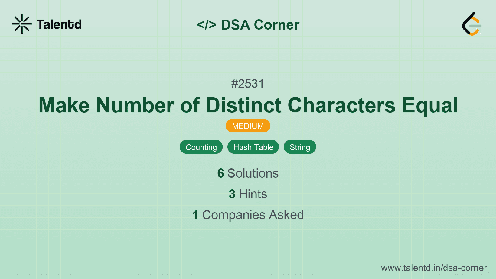 Problem visualization for Make Number of Distinct Characters Equal
