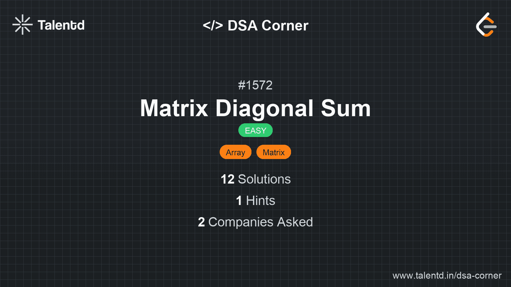 Problem visualization for Matrix Diagonal Sum