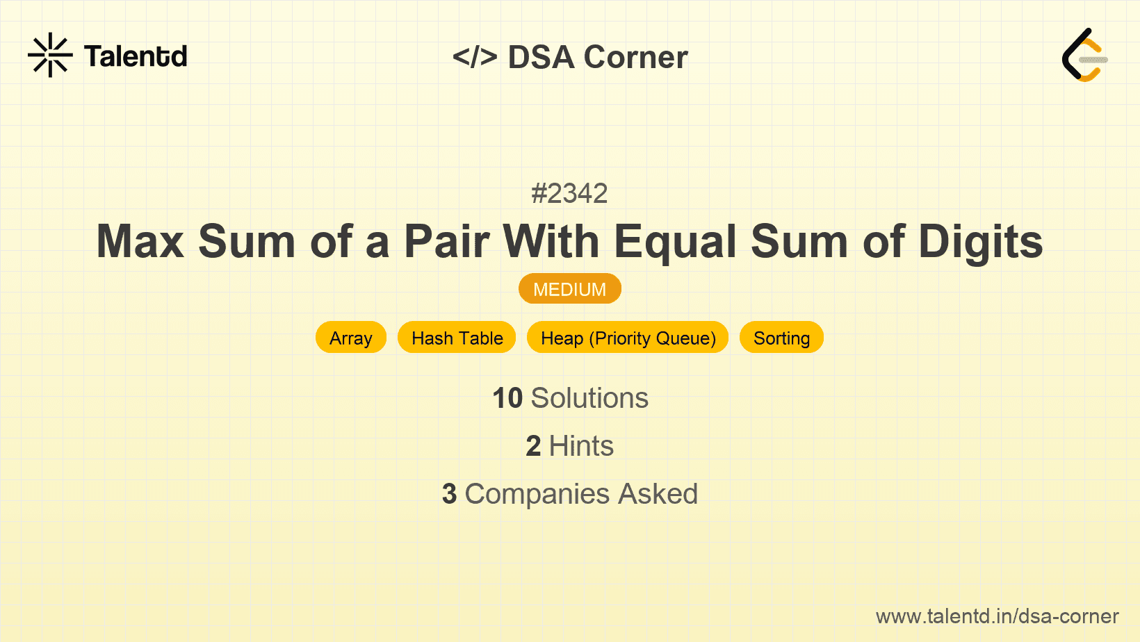 Problem visualization for Max Sum of a Pair With Equal Sum of Digits