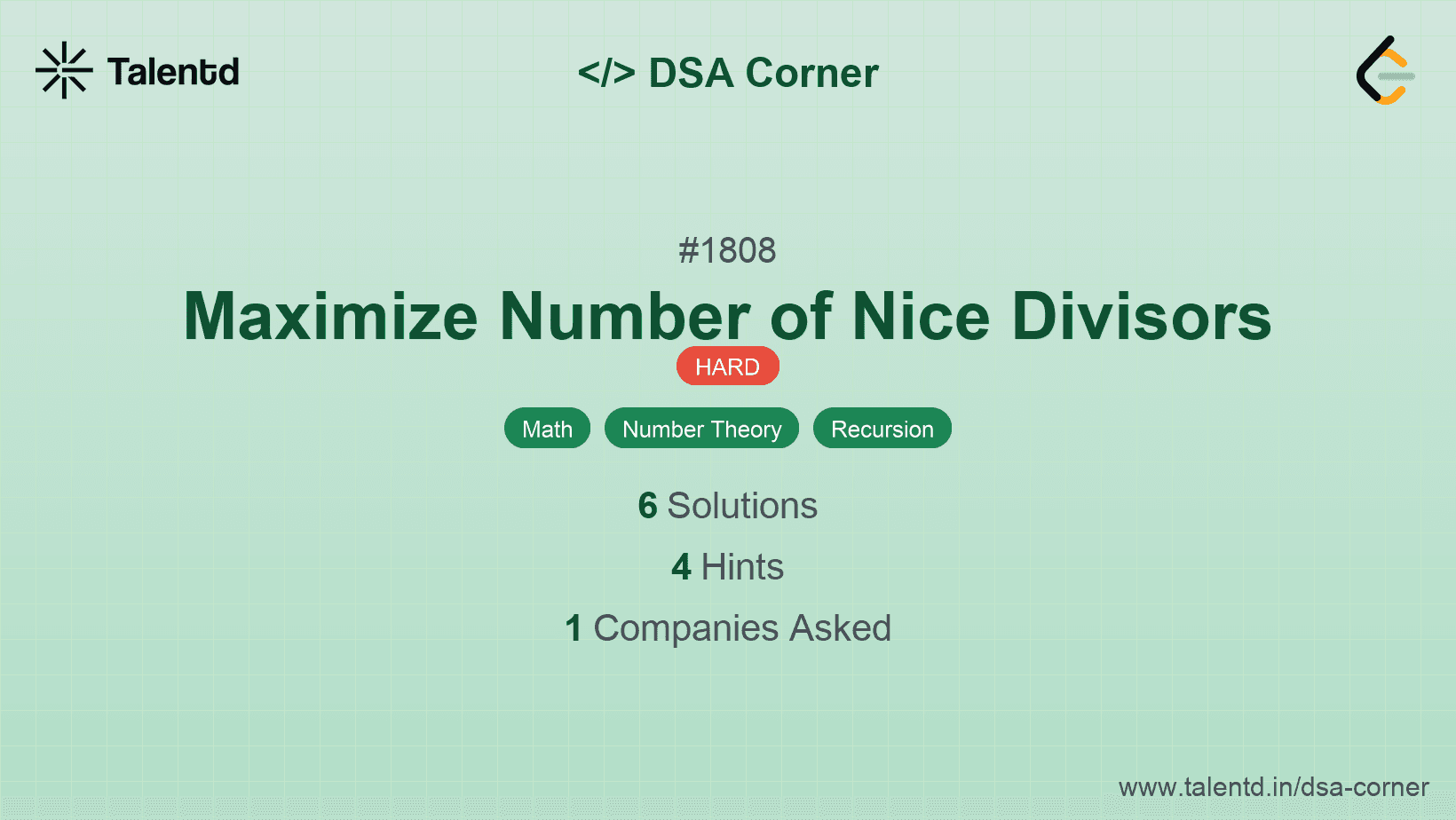 Problem visualization for Maximize Number of Nice Divisors
