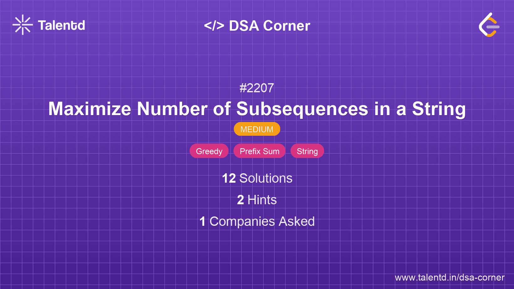 Problem visualization for Maximize Number of Subsequences in a String