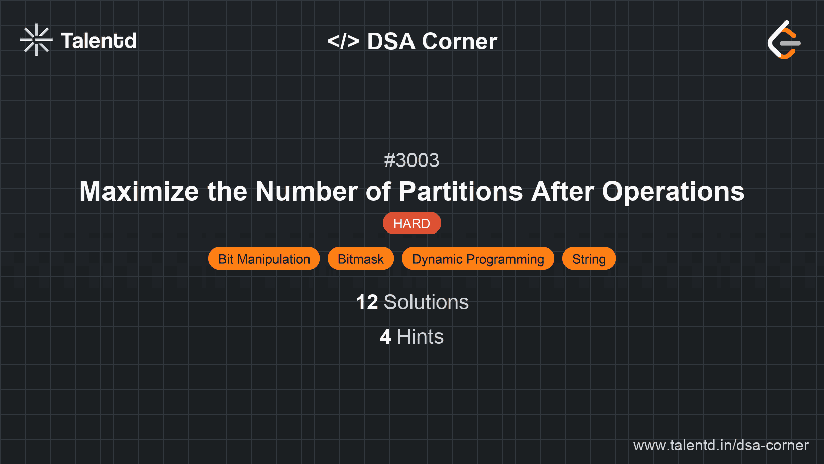 Problem visualization for Maximize the Number of Partitions After Operations