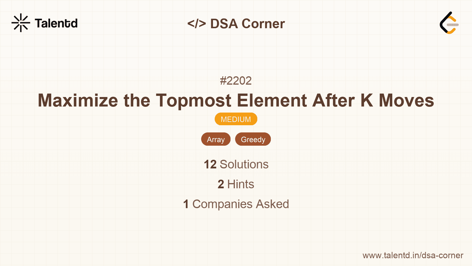 Problem visualization for Maximize the Topmost Element After K Moves